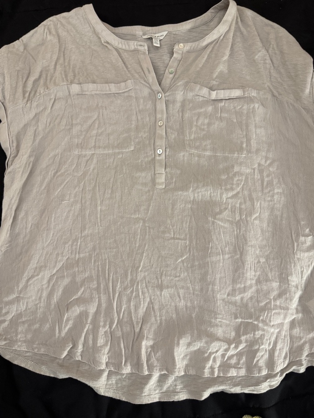 Lucky Brand Light Gray Short-Sleeve Button Henley Shirt